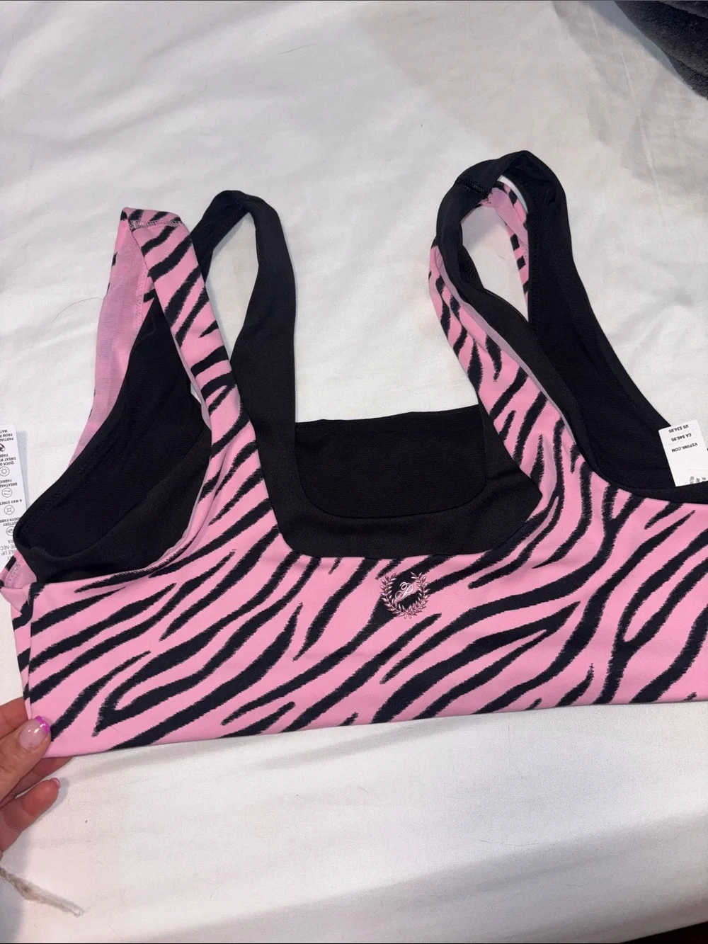 PINK Victoria's Secret Pink Zebra-Print Scoop Bralette with Black Trim